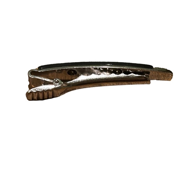 Vintage 1950s Anson Silver Toned Tie Bar & Cuff Link Set w/Mother of Pearl Inlay - Picture 3 of 6